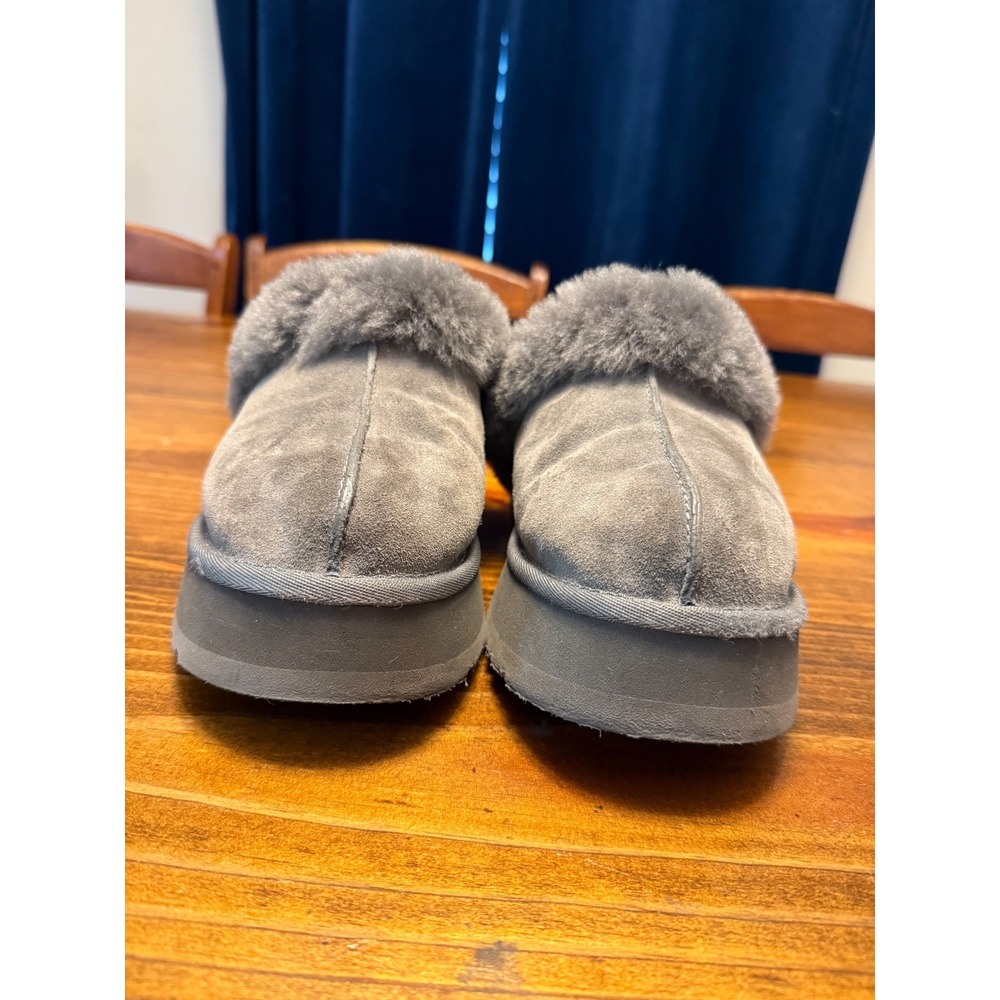 UGG Disquette Slipper Womens Size 9 Charcoal Grey Platform Suede EUC